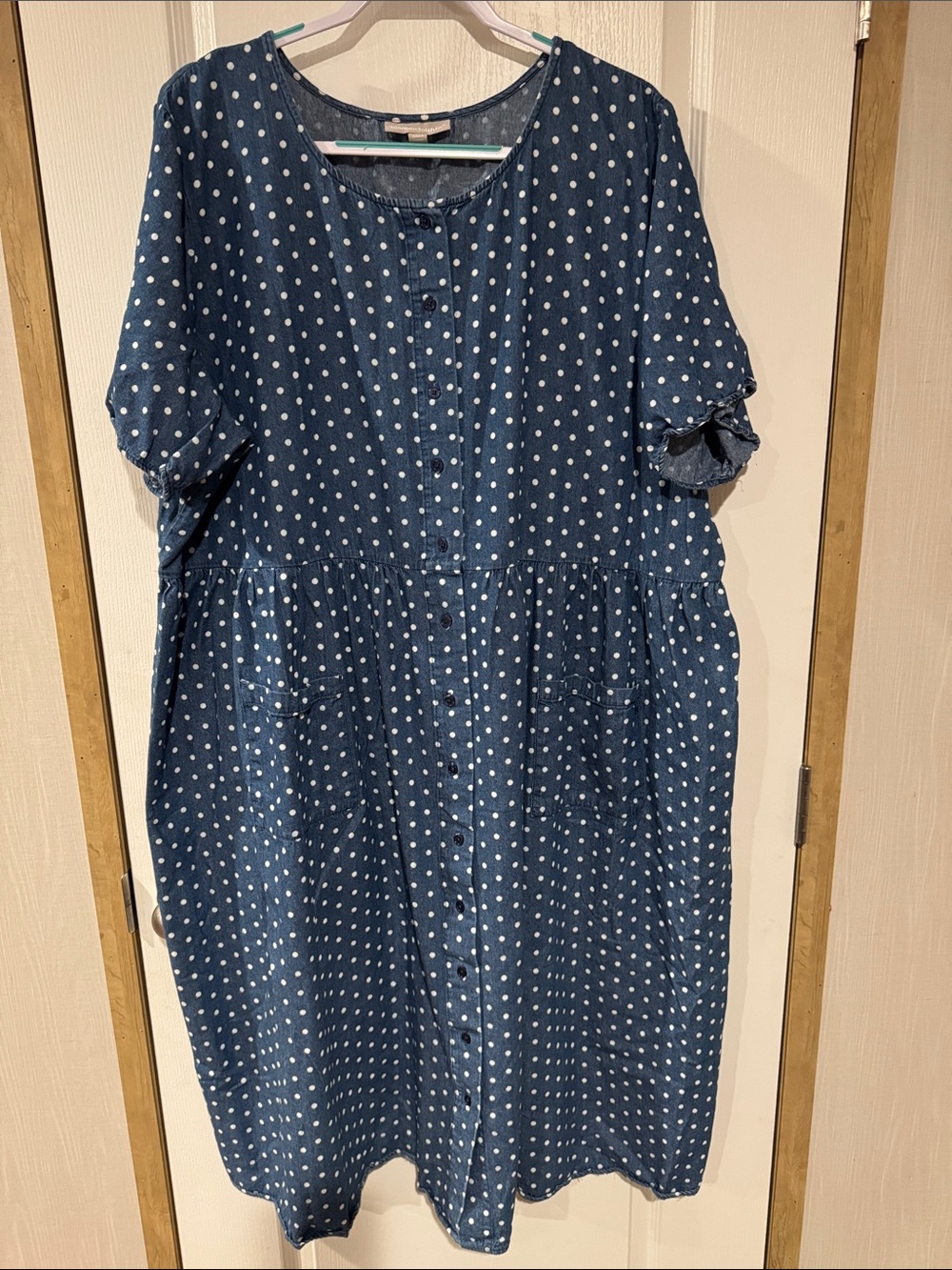 Woman Within Denim Polka Dot Midi Dress